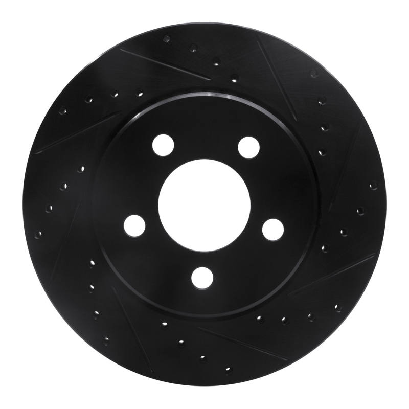 Dodge Nitro Brake Rotor (1) - Front Right - R1 Concepts - Drilled & Slotted - Black - `07-`12